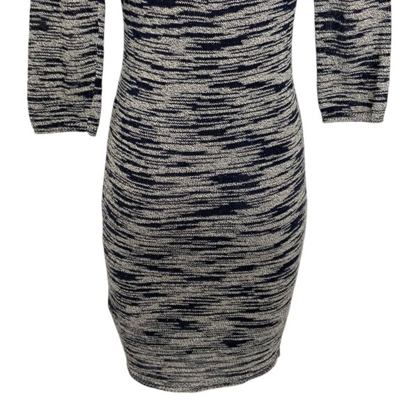 Alice + Olivia Textured Sweater Dress S Blue Marled 3/4 Sleeve Mini Bodycon Fall - Picture 9 of 12